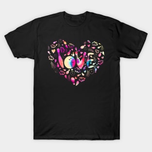 Tie Dye Love Bowling Heart T-Shirt